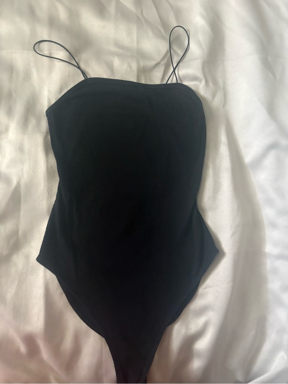 Girls' Black One-Piece Bodysuit with Thin Straps